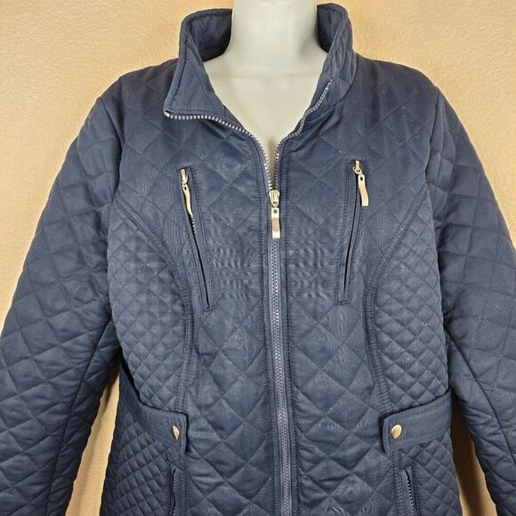 Venus Quilted Navy Blue Jacket Womens Size 14 Winter Mid Weight - Picture 3 of 8